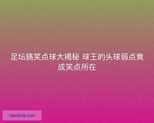 足坛搞笑点球大揭秘 球王的头球弱点竟成笑点所在