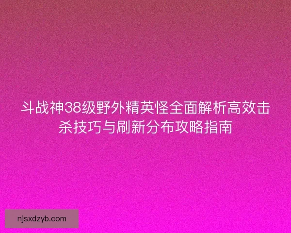 斗战神38级野外精英怪全面解析高效击杀技巧与刷新分布攻略指南
