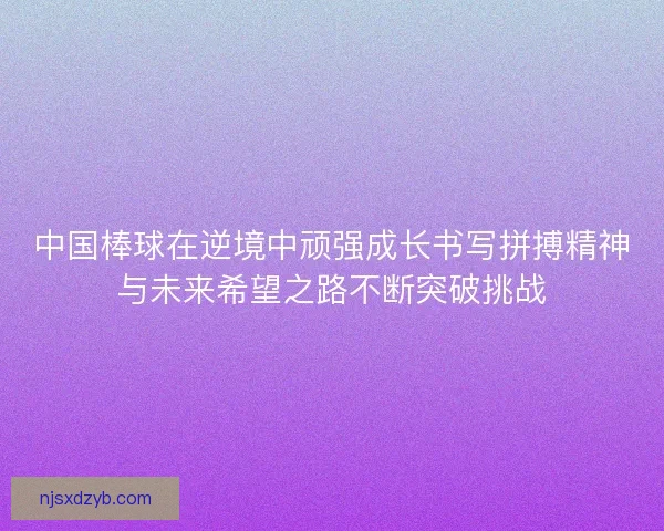 中国棒球在逆境中顽强成长书写拼搏精神与未来希望之路不断突破挑战