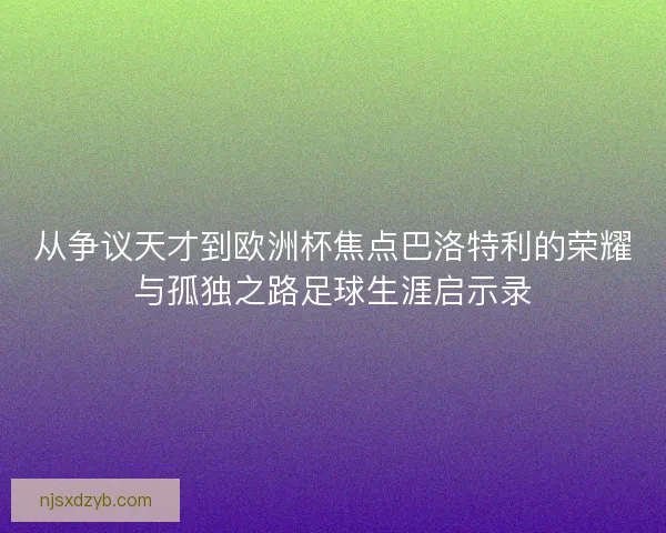 从争议天才到欧洲杯焦点巴洛特利的荣耀与孤独之路足球生涯启示录