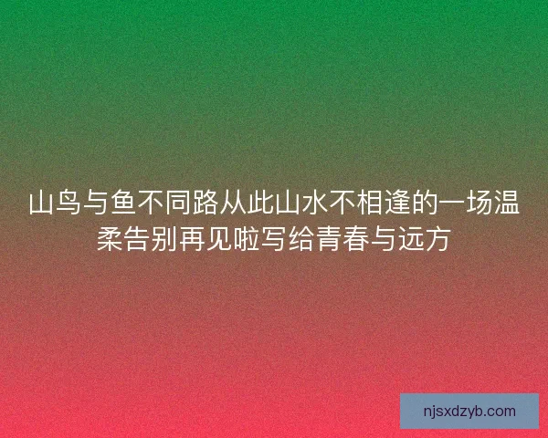山鸟与鱼不同路从此山水不相逢的一场温柔告别再见啦写给青春与远方